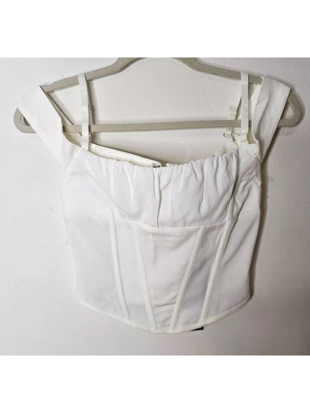 NWT I.Am.Gia. White Bridget Off The Shoulder Corset Boning Top Back Zip S